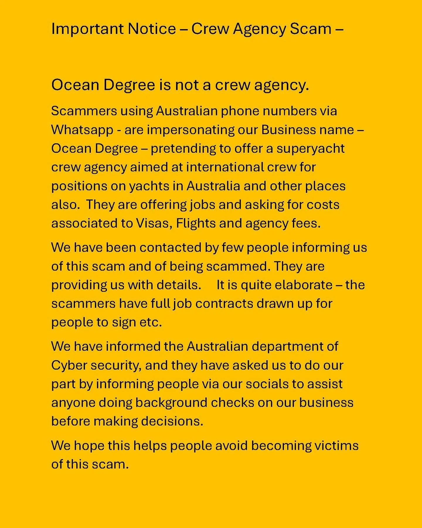 Please be aware of this SCAM