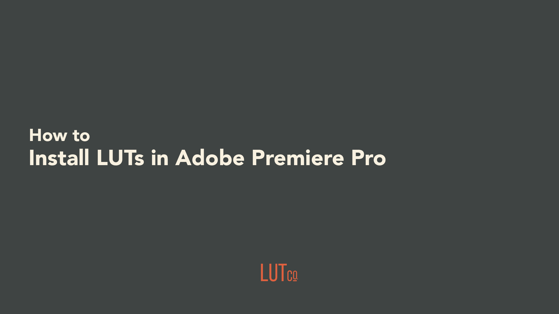 How to Install LUTs in Adobe Premiere Pro 2024