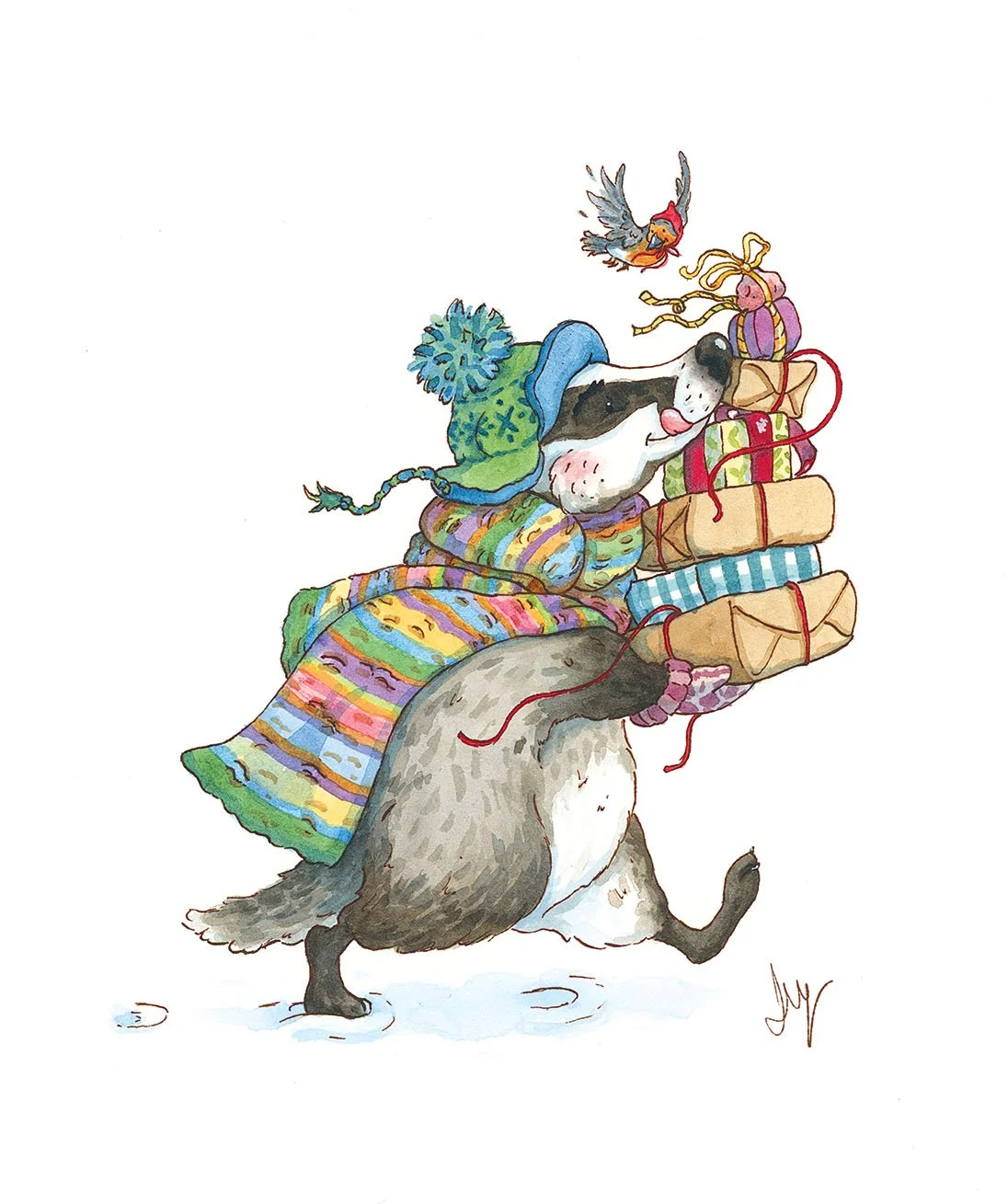 badger with gifts signed.jpg