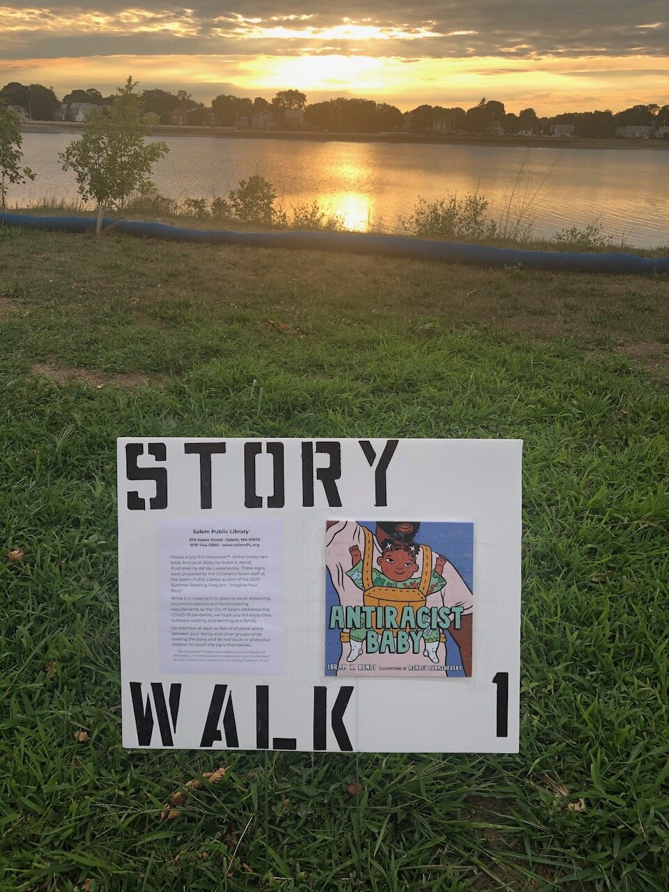 Anti-Racist Baby by Ibram X. Kendi, with illustrations by Ashley Lukashevsky, as seen on a “book walk” in Salem, Massachusetts.