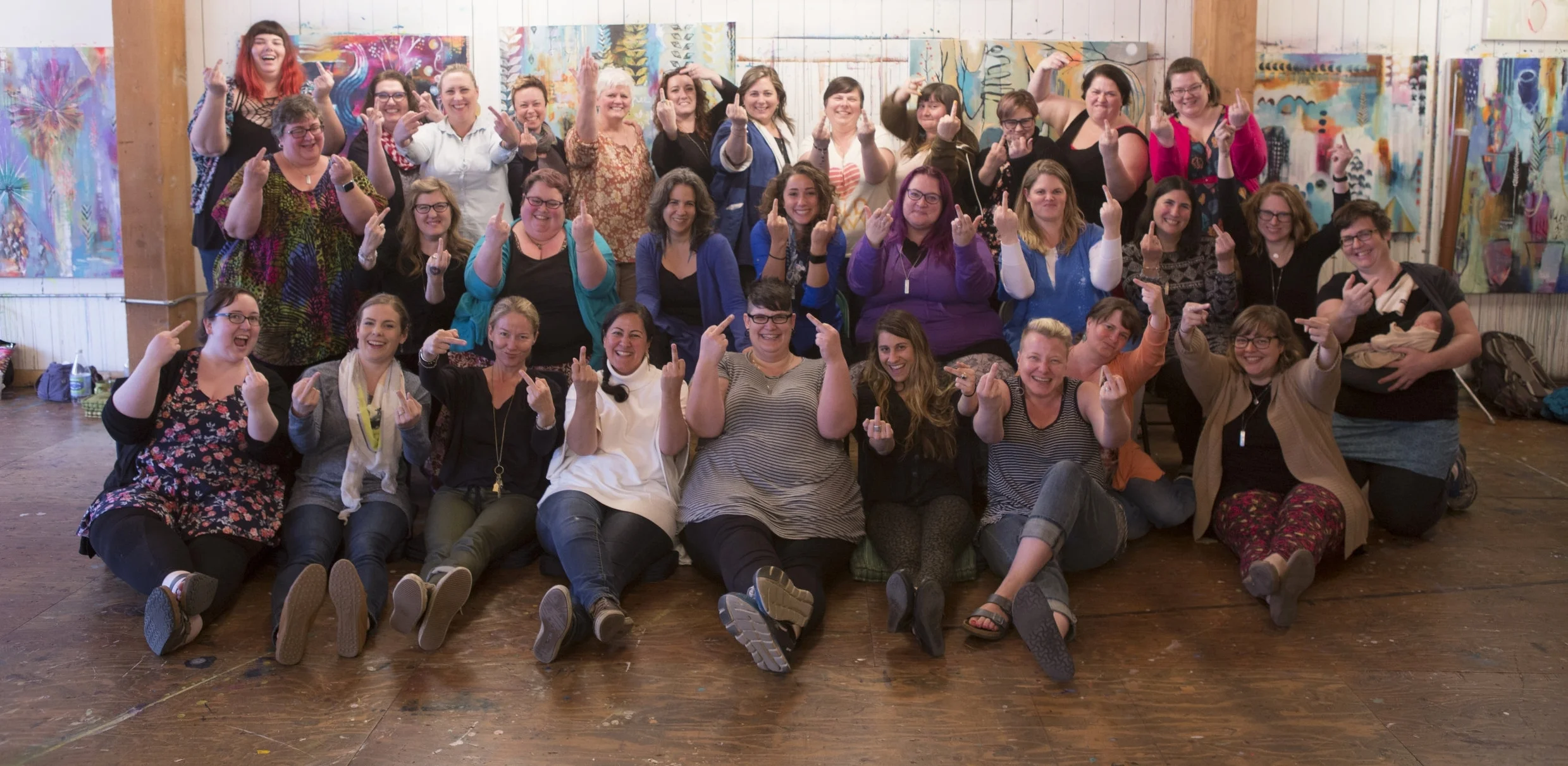 This is one of my communities! Have you ever seen so many people happy to flip off the camera? We have all been trained for the Body Trust® Provider Certification through Be Nourished. *I recognize this community is overwhelmingly white. Hilary Kinavey and Dana Sturtevant, the creators of the certification are very aware and diligently working to cultivate an environment that is supportive and welcoming to people of color. Photo by Vivienne McMaster