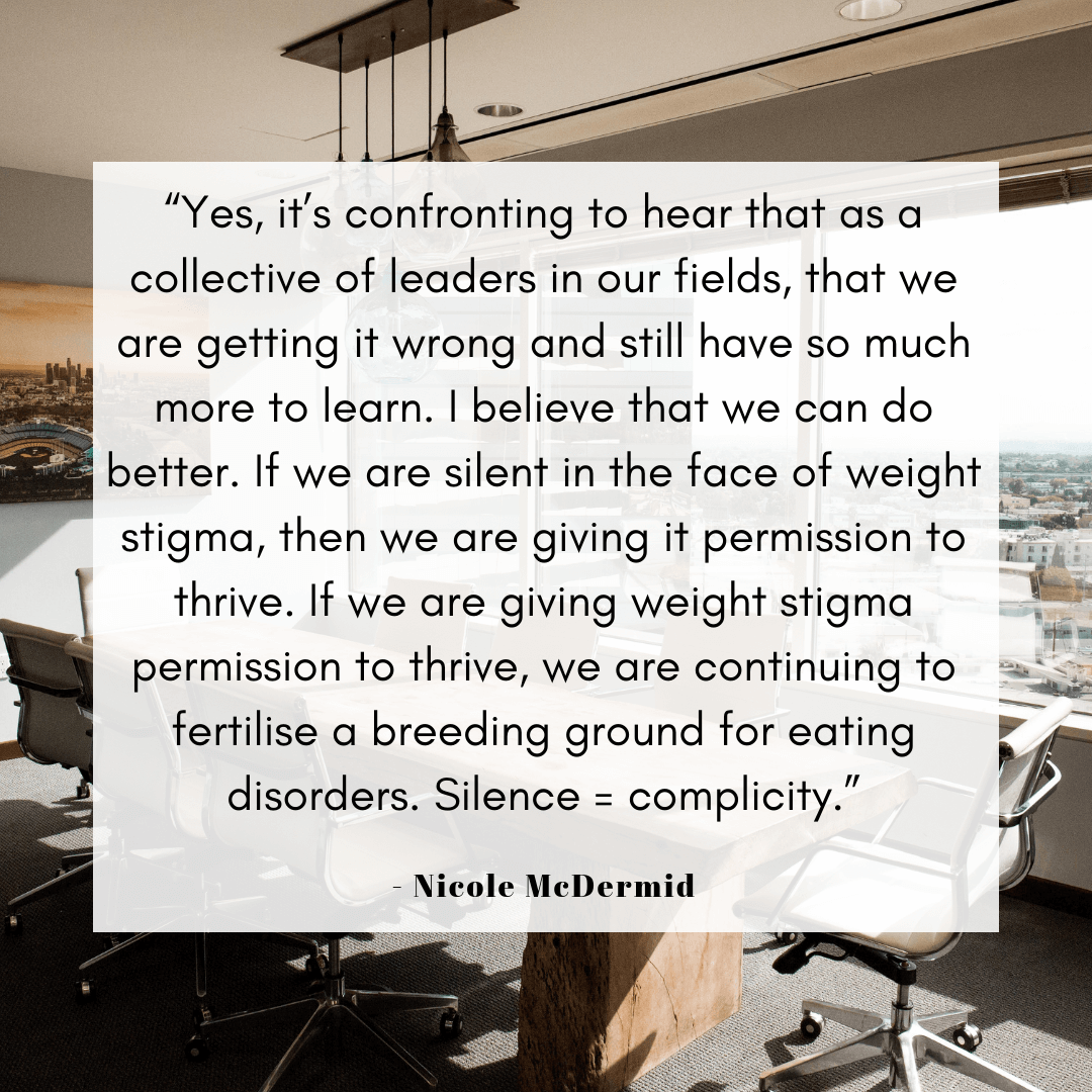 This quote from  Nicole McDermid , Australian social worker and eating disorder recovery coach, is from her open letter to the eating disorders community that she originally read at The Australia &amp; New Zealand Academy of Eating Disorders Conference in Melbourne in August 2018.