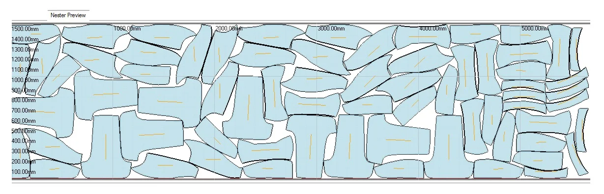 ExactFlat Nesting tools simplify the process of materials optimization and waste reduction. The finished nested file is immediately ready to send to the cutter.