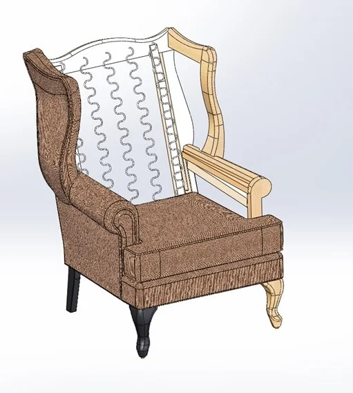 The 3D Model incorporates all parts of the design, from frame, to foam to fabric. The automated associations between the design components mean that changes in one piece are immediately reflected in the others.