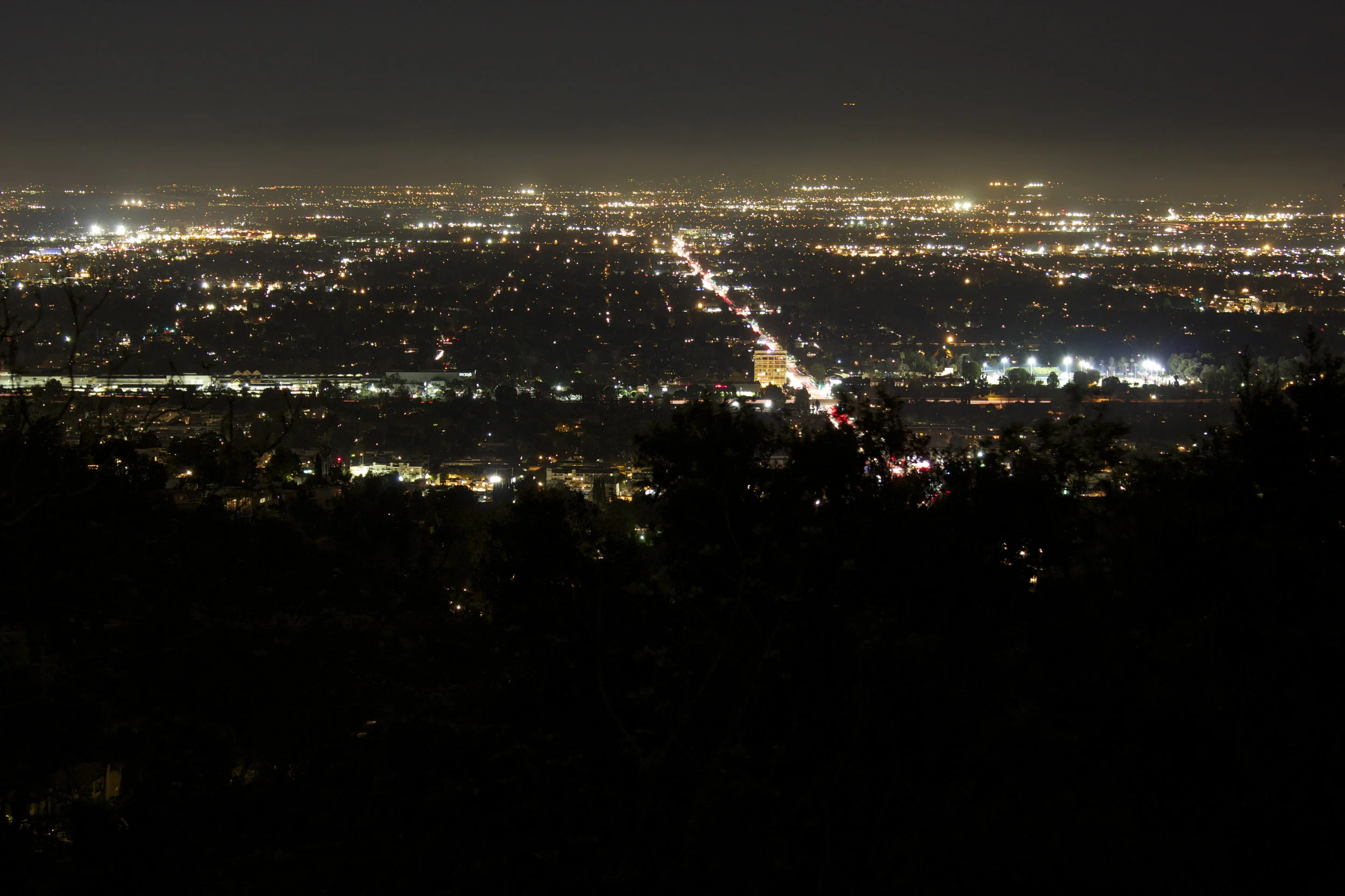 Mulholland Drive at night.