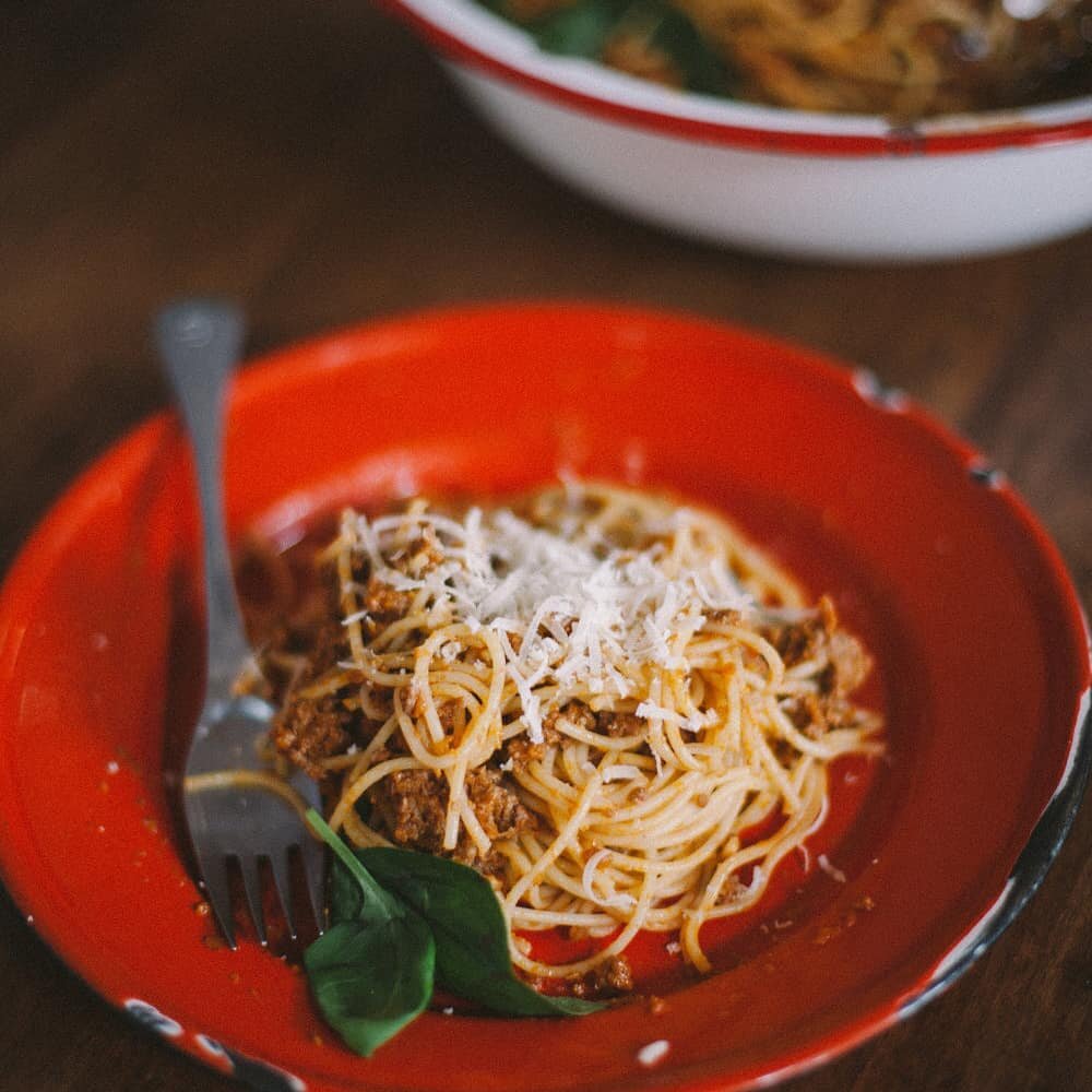 A Beefy Bolognese sauce canned at home tops this homemade pasta.  I can't think of anything better. Making your own pasta sauces saves time and money.  Plus you know every healthy ingredient that goes into it. The added benefit is that homemade alway