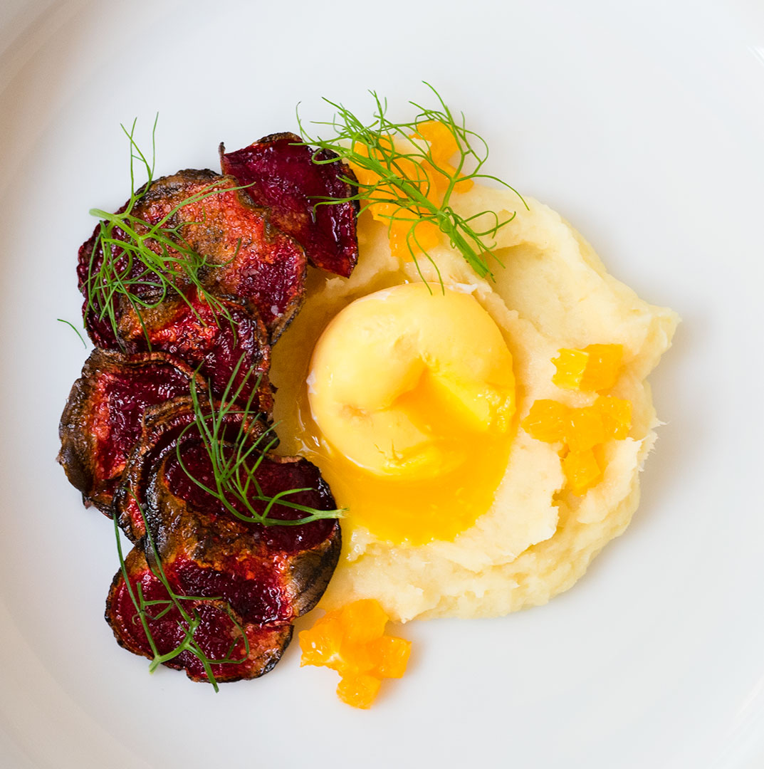 Whipped Parsnip with Beet Chips