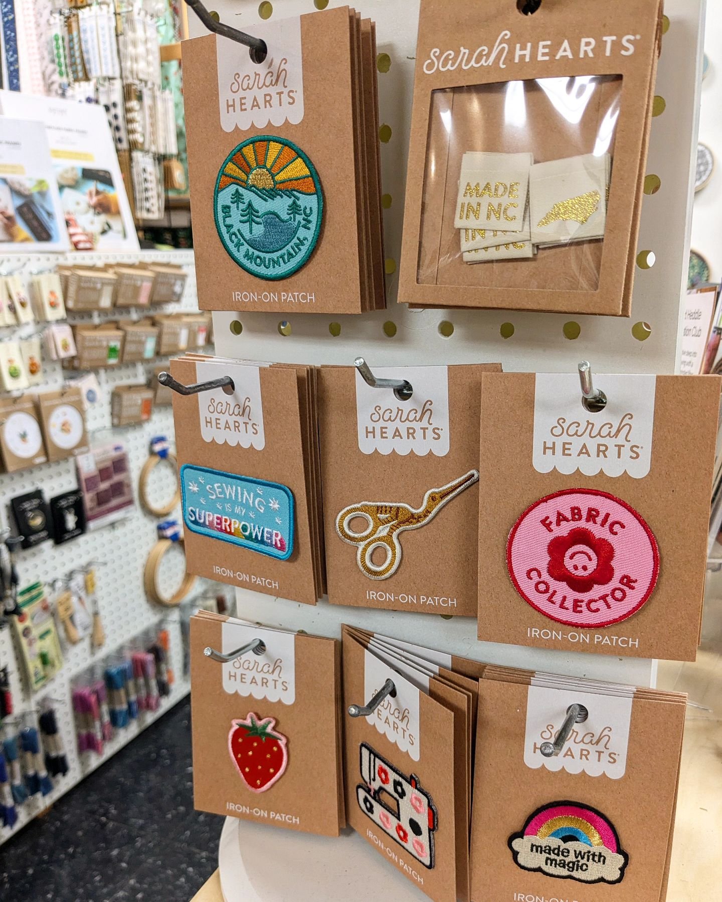 Do your projects need a little flair? Looking for a present for the crafty teen in your life, or a little something for an upcoming gift swap? We have some super cute new patches and tags from @sarahhearts ! They are one of our wonderful vendors in W