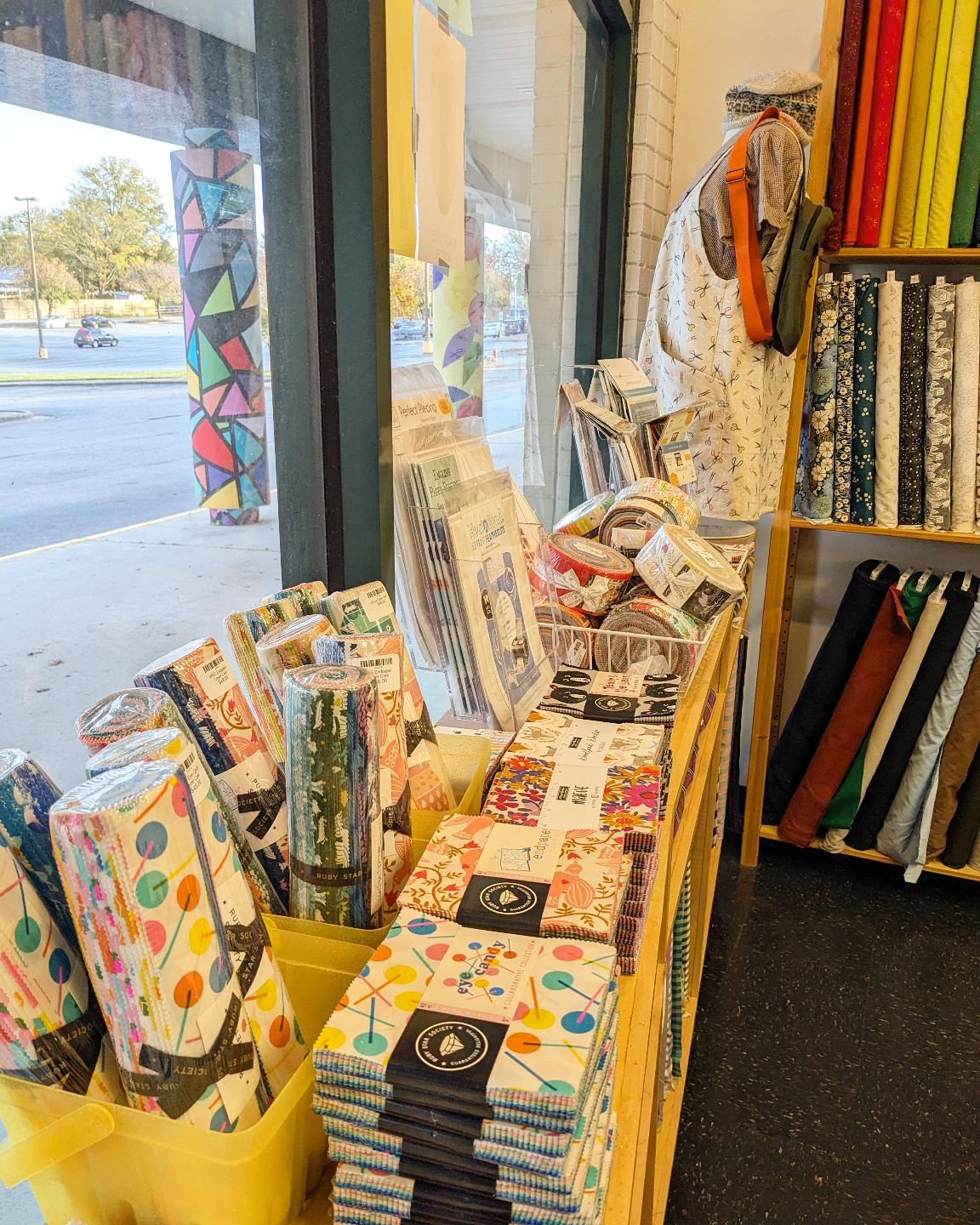 You've got one more day to shop with us before our fall break! We're open Sunday from 11 to 6, and then we'll be closed Monday through Friday. It could be a great week to make a quick quilt using some of the fun precuts we have in the shop right now!