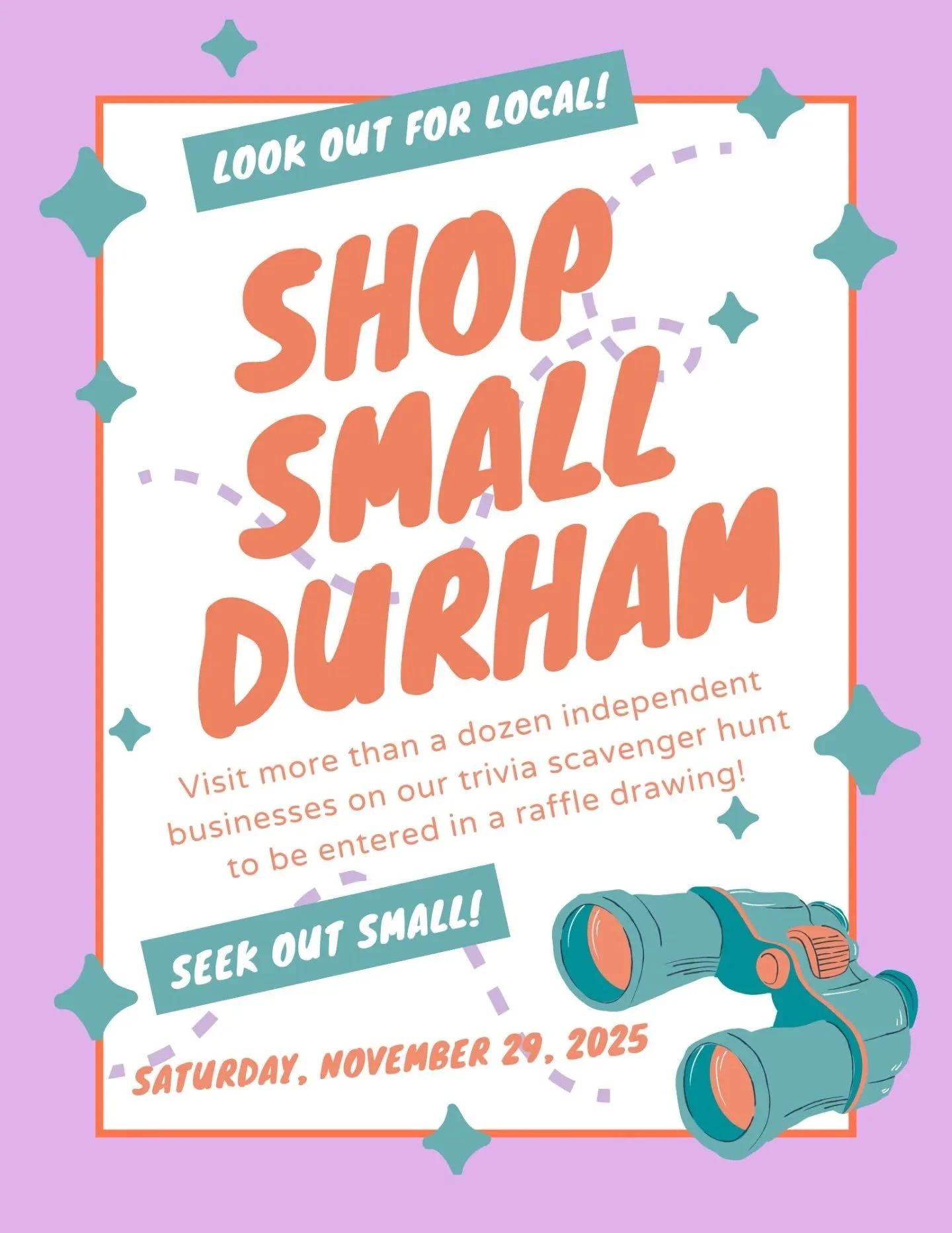 The best thing about being a small business is being part of Durham's small business community!

On Small Business Saturday, a crew of your favorite local shops are joining forces for a Shop Small Saturday Trivia Hunt &mdash; a citywide scavenger hun