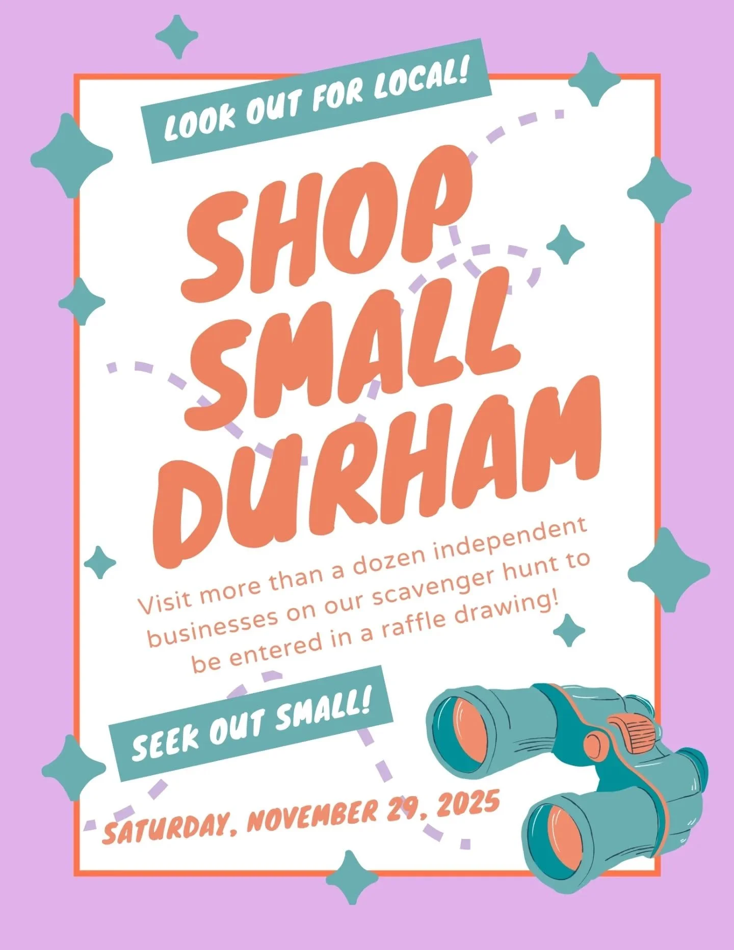 Come shop with us and our small business pals and support the sorts of businesses you want to see around! Local businesses that build community  and have cool stuff you won't find anywhere else!
To participate in the scavenger hunt and be entered to 