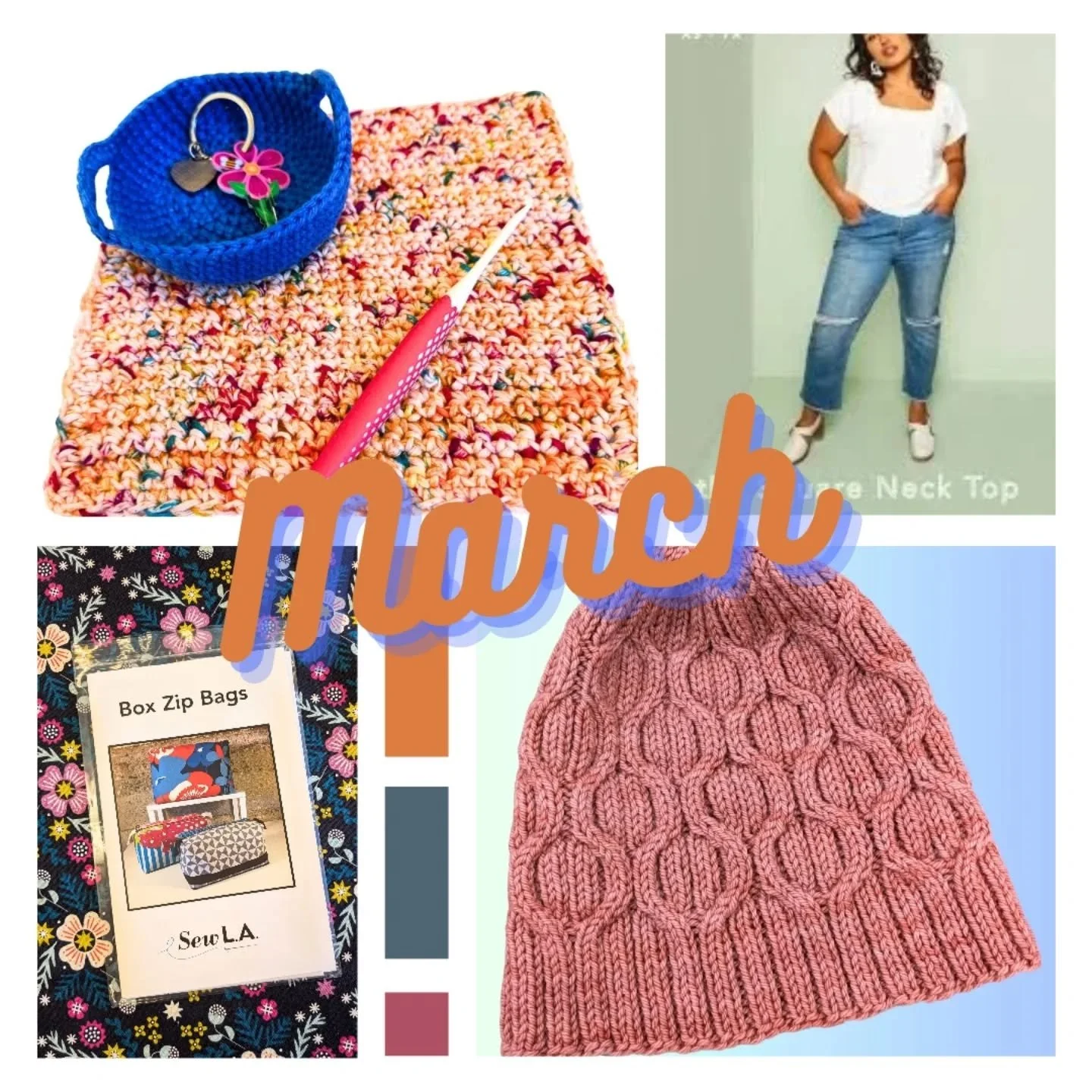 Our March classes are now updated on the website and calendar, and we're looking forward to another creative month with you! We even have spots in our Learn to Sew class this Sunday, so break out that machine you're scared to use and get started on y