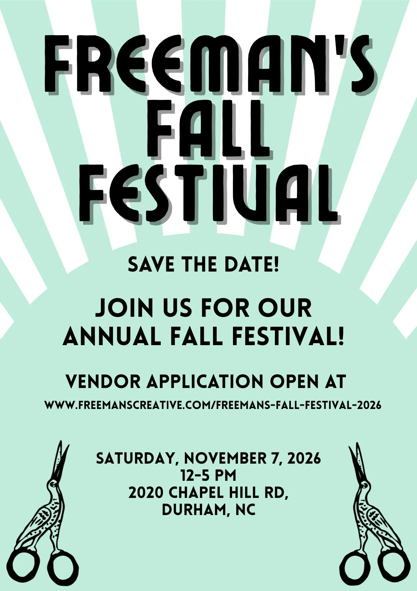 Applications are open for the 2026 Freeman's Fall Festival!