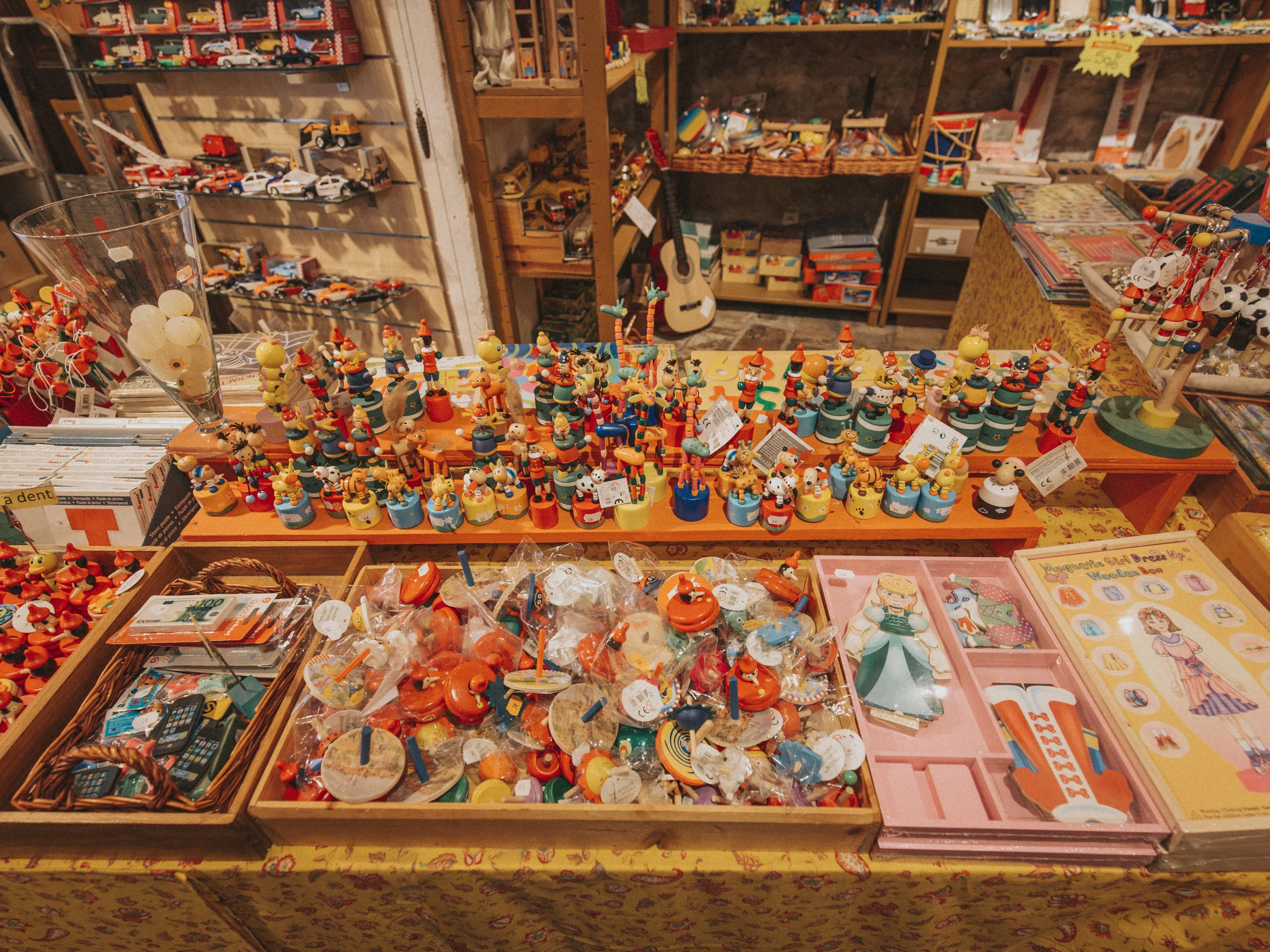 Most of the toys were made out of wood