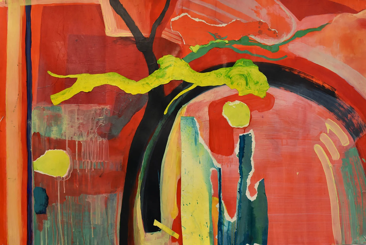 Untitled (red branch), 2016 acrylic and collage on paper 28x40in