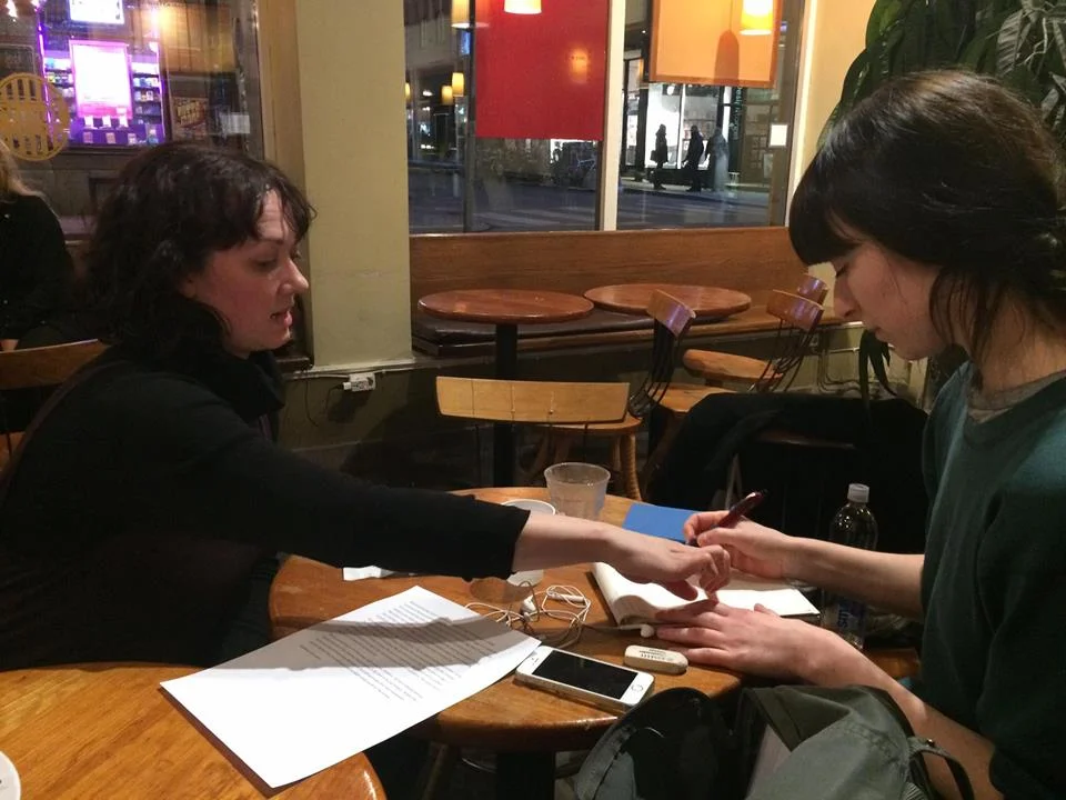 Kathleen Kelley and Veronika Tybell plan for NYC/Stockholm exchange project. Photo by Janessa Clark.