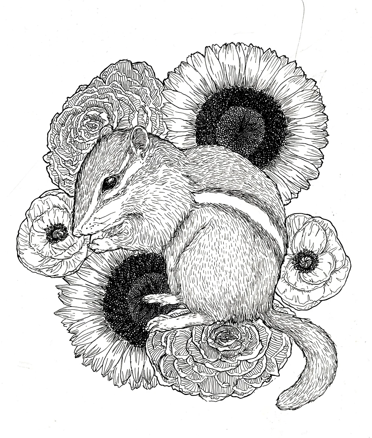 Bea with favorite flowers - Ink & Paper