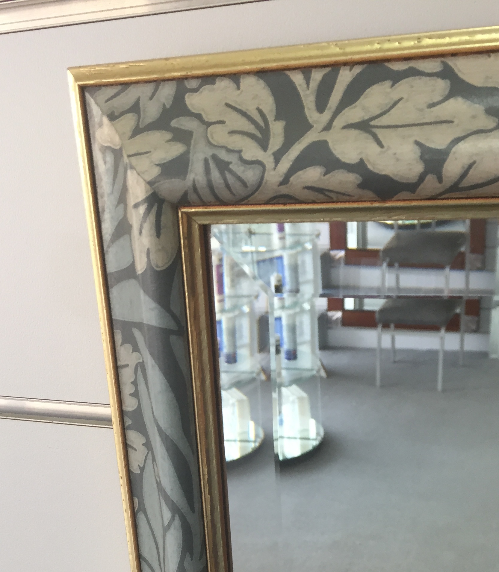 'Green Floral' framed bevelled mirror close up.jpg