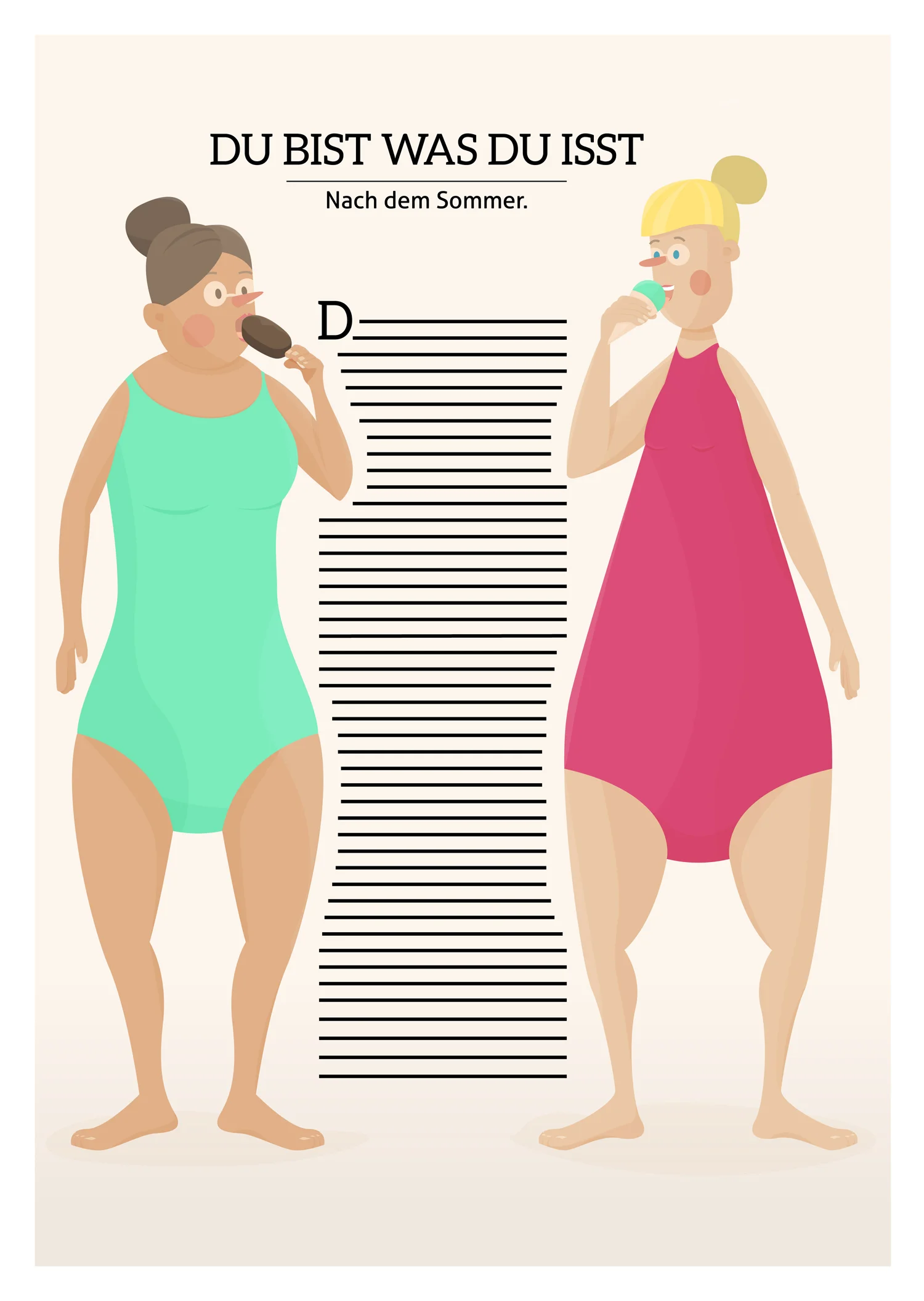 Editorial Illustration Dicke Frauen essen Eis von Elisabeth Deim