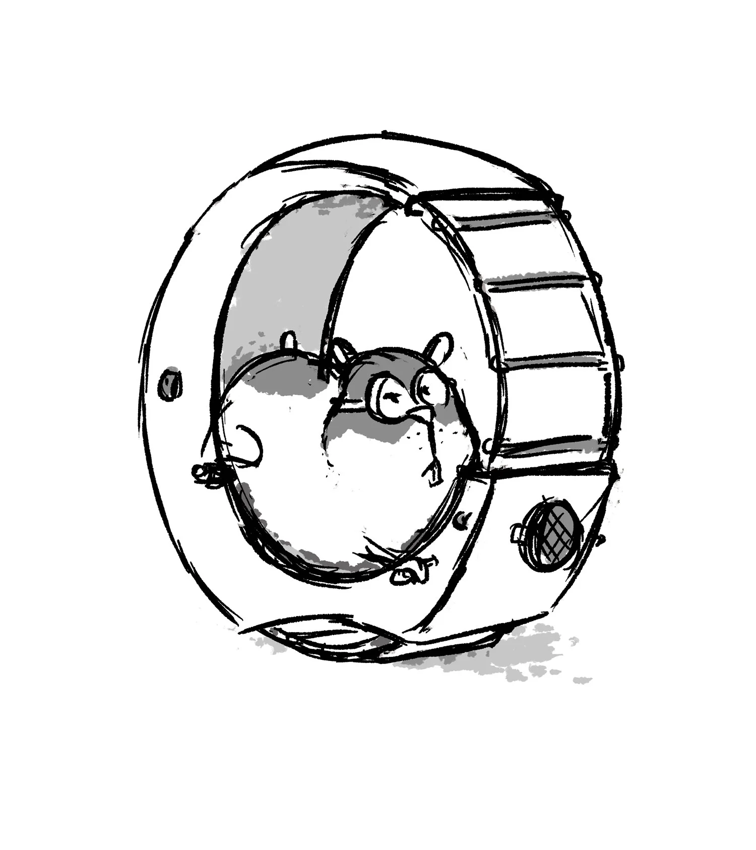 Skizze Maskottchen Hamster im Hamsterrad - Elisabeth Deim