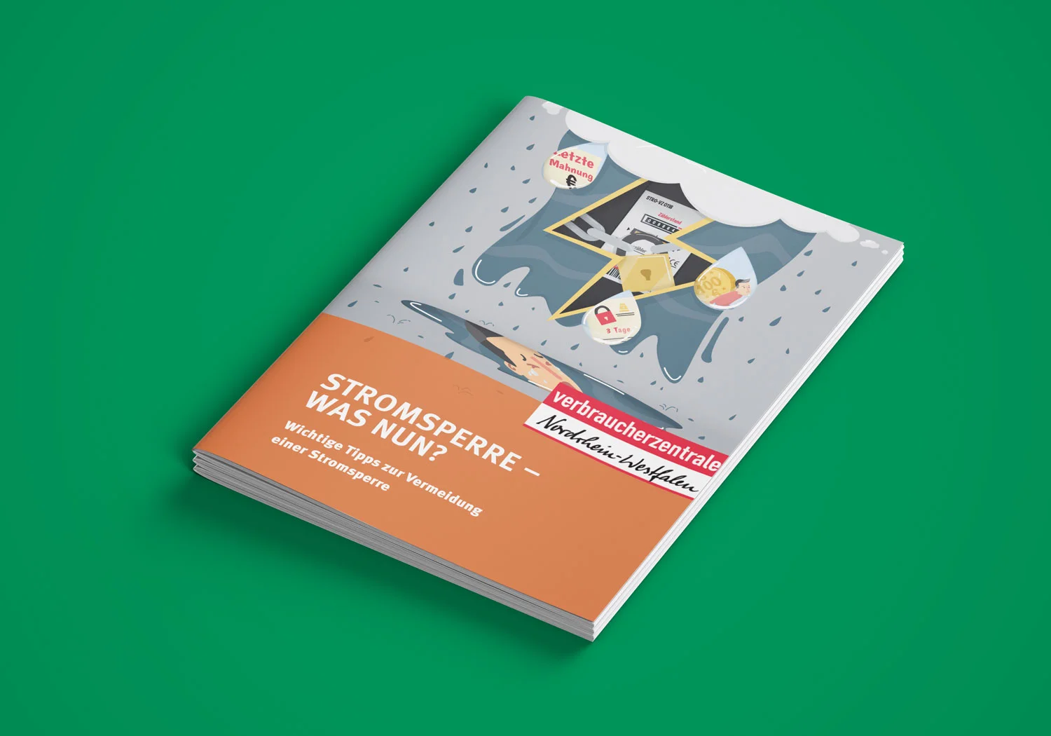 Broschüre "Stromsperre - Was nun?" mit Cover Illustration - Elisabeth Deim