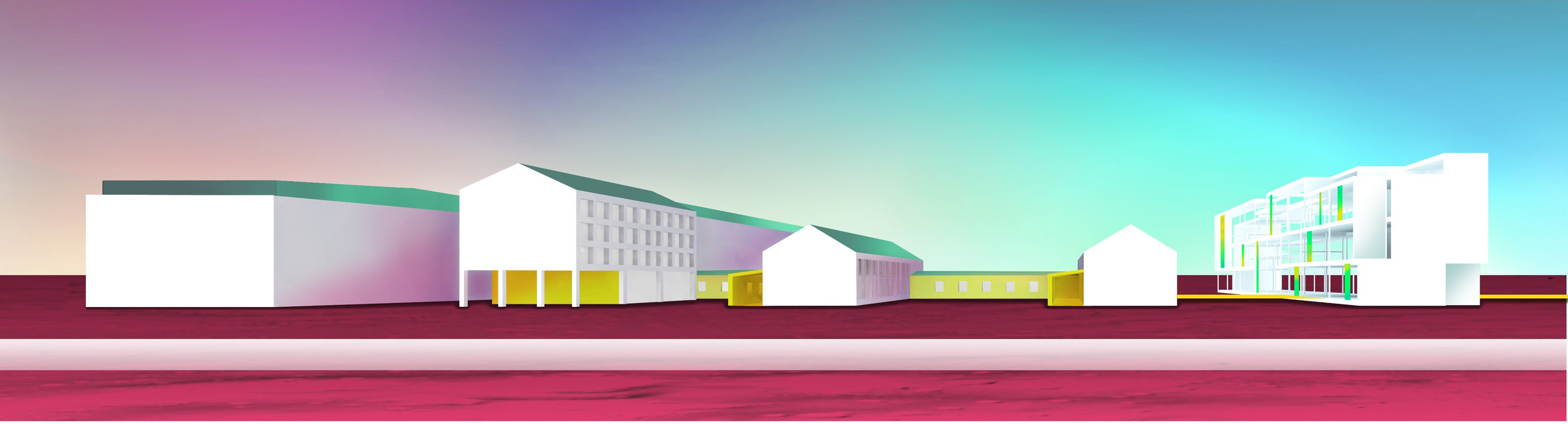 KWRG Lab, Y2, with Johanna Just. Tutor: Prof. Hilde Léon and Tatsuya Kawahara . Design proposal for a school extension of the Kaiser-Wilhelm and Ratsgymnasium, proposing an addition to the existing structure. The new building contains a library, study rooms for natural sciences and a canteen in the ground floor. The structure creates open, flexible space and offers a vast study area for the students. Heavy velvet curtains divide the space into more and less private areas for different needs. Creating an entrance at the main floor from both sides, the building opens itself up versus the existing school as well as towards the city. In the afternoon, the library can be used by the community. In the existing school the rooms are been transformed into more open and flexible learning and teaching spaces with multi-use learning furniture.