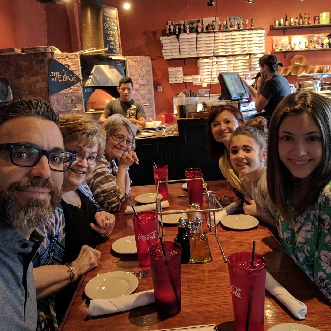 Dinner with Gran and Grandma. 