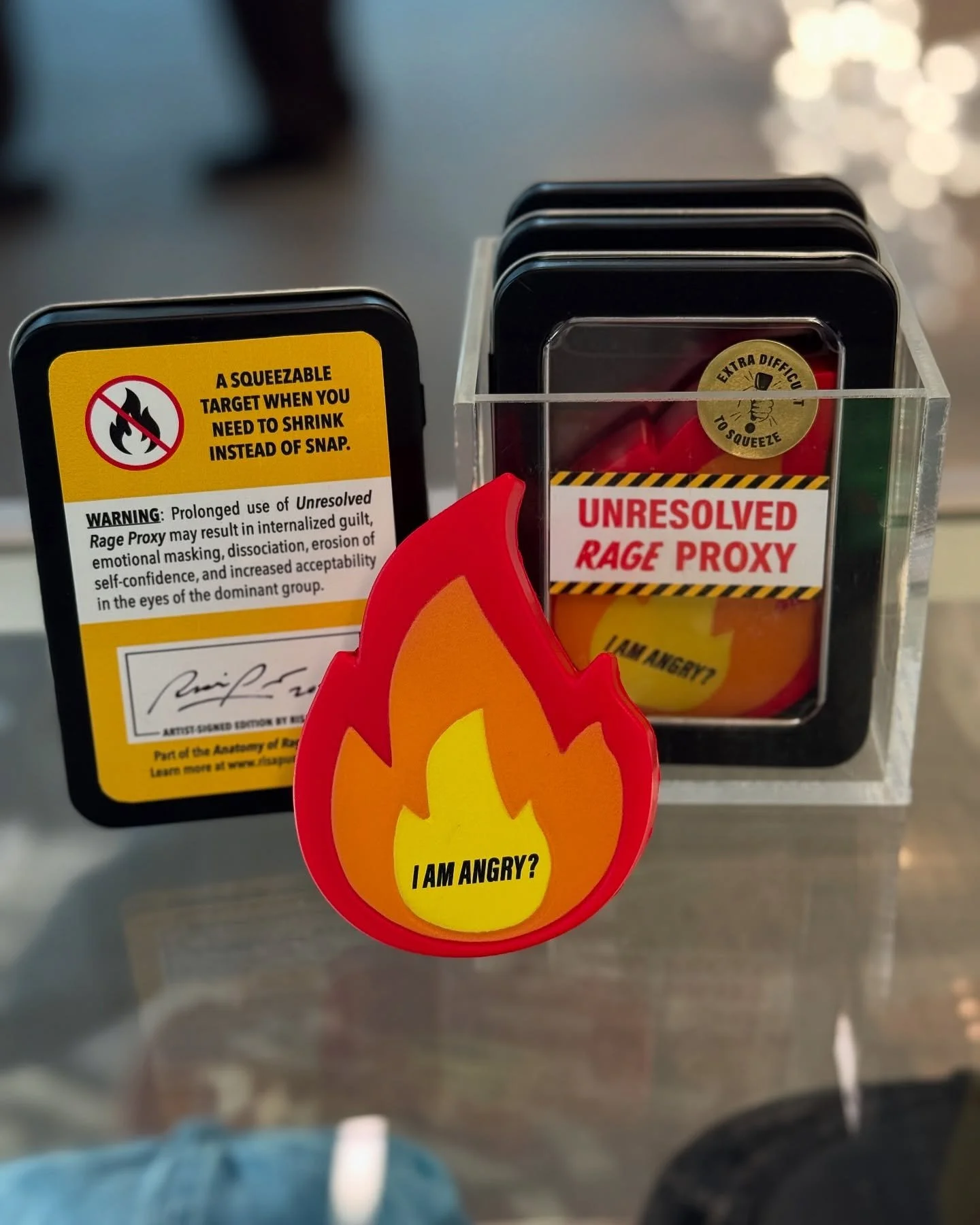 “Unresolved Rage Proxy” is a squeezable sculpture for those pesky times when your feelings can’t be safely voiced. This portable, passive-aggressive outlet is perfect for anyone who struggles with questioning their own anger—o