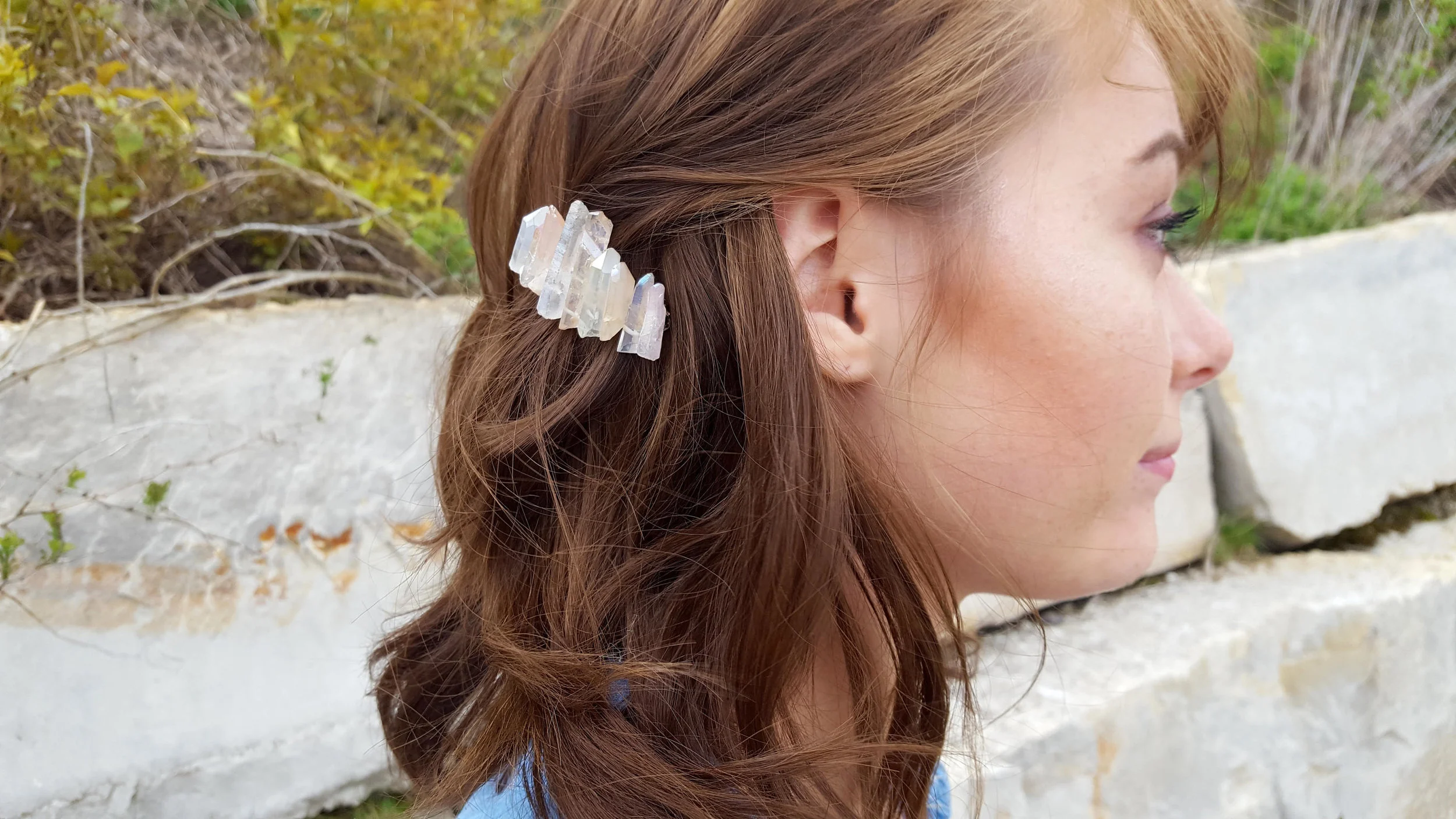 Boho Hair Accessories Crystal Barrette Crystal Hair Clip Raw