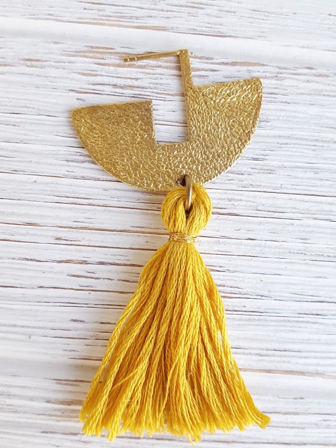 Yellow Bohemian Dangle Tassel Earrings & Silver Hypo-Allergenic Hooks #1983