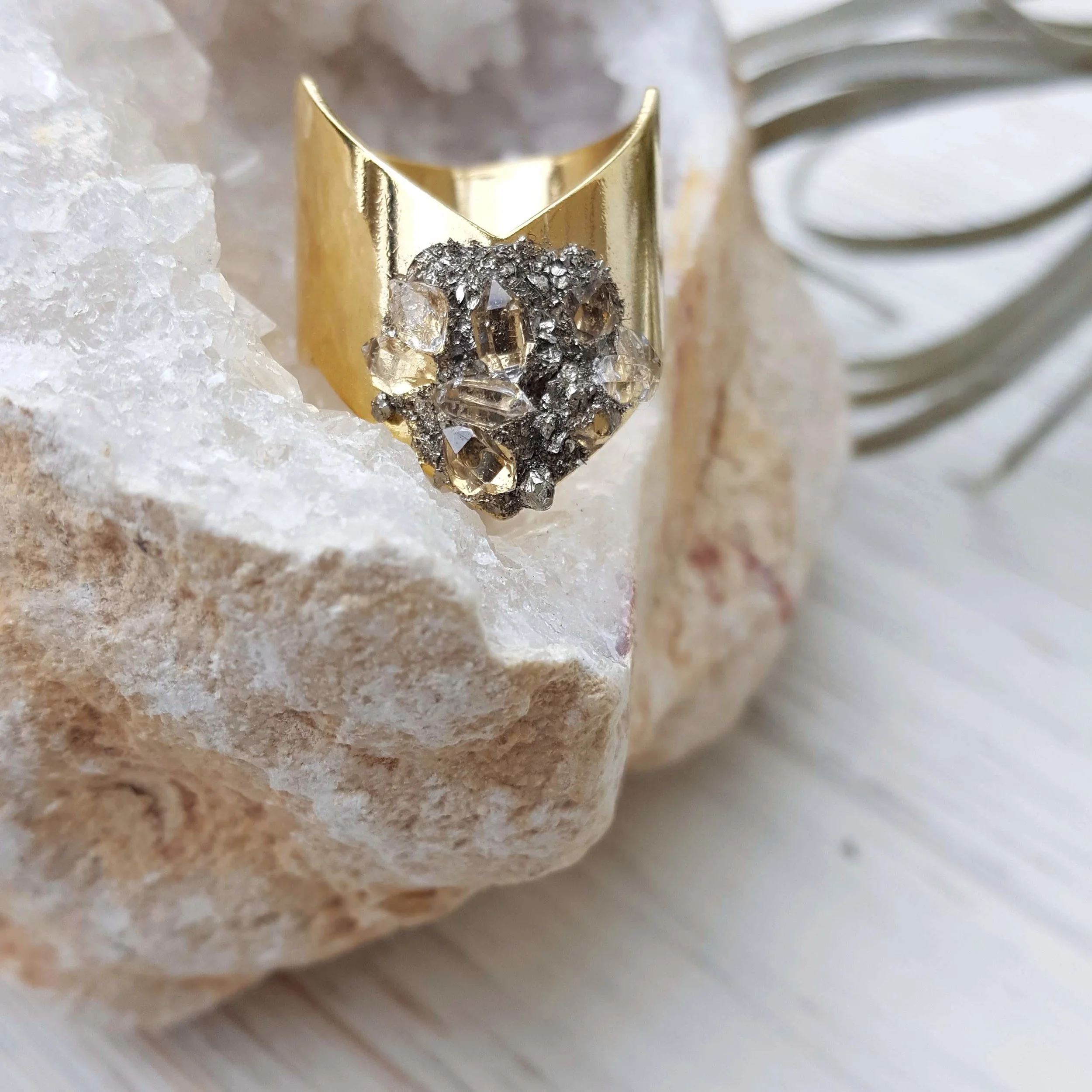 Herkimer diamond pyrite ring.jpg