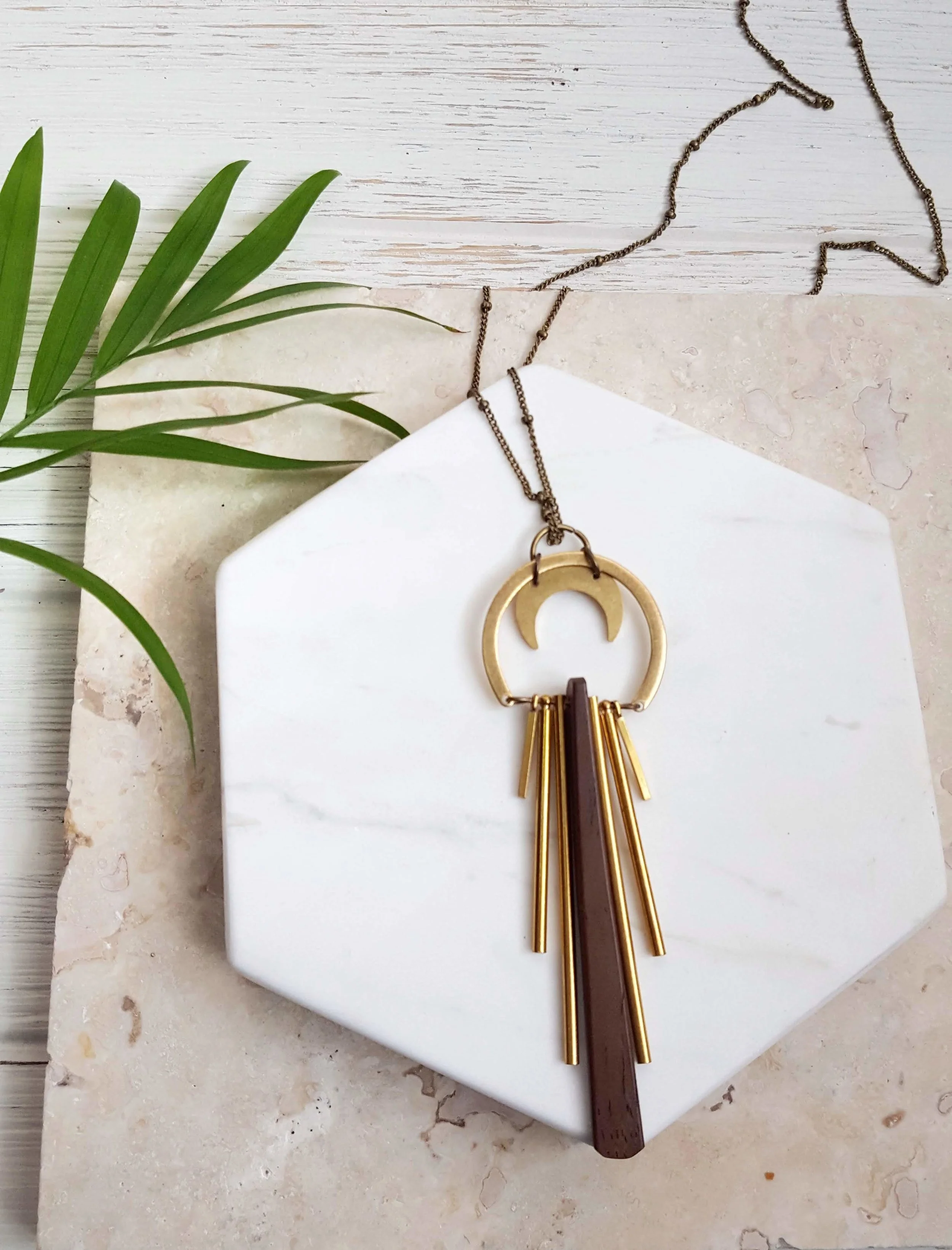 Boho Wood Necklace Geometric Wood Necklace Geometric Wood Jewelry