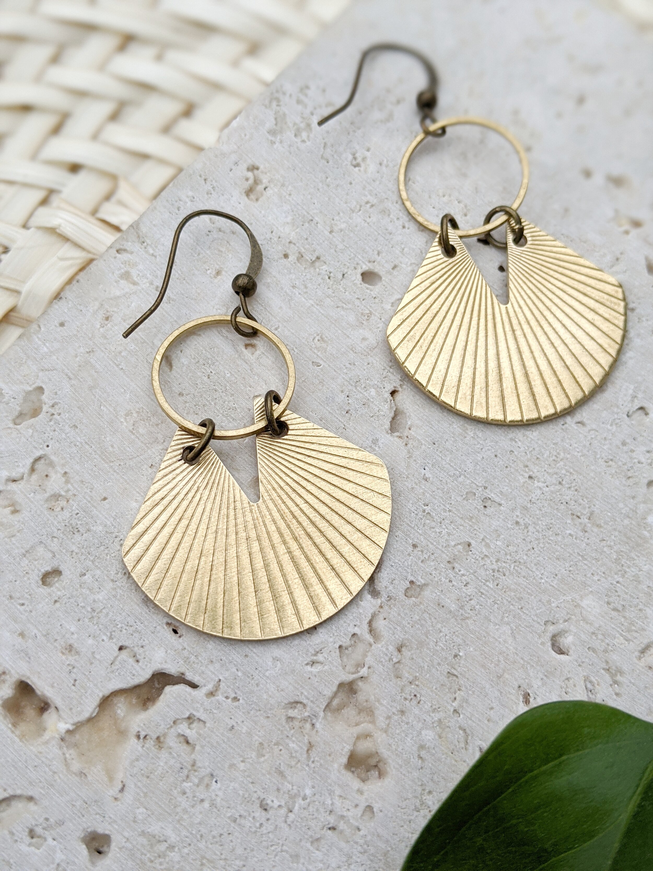 Modern Boho Earrings Fan Earrings Geometric Earrings Brass Brass Earrings Modern Brass Earrings Gold Fan Earrings Dynamo — Dynamo