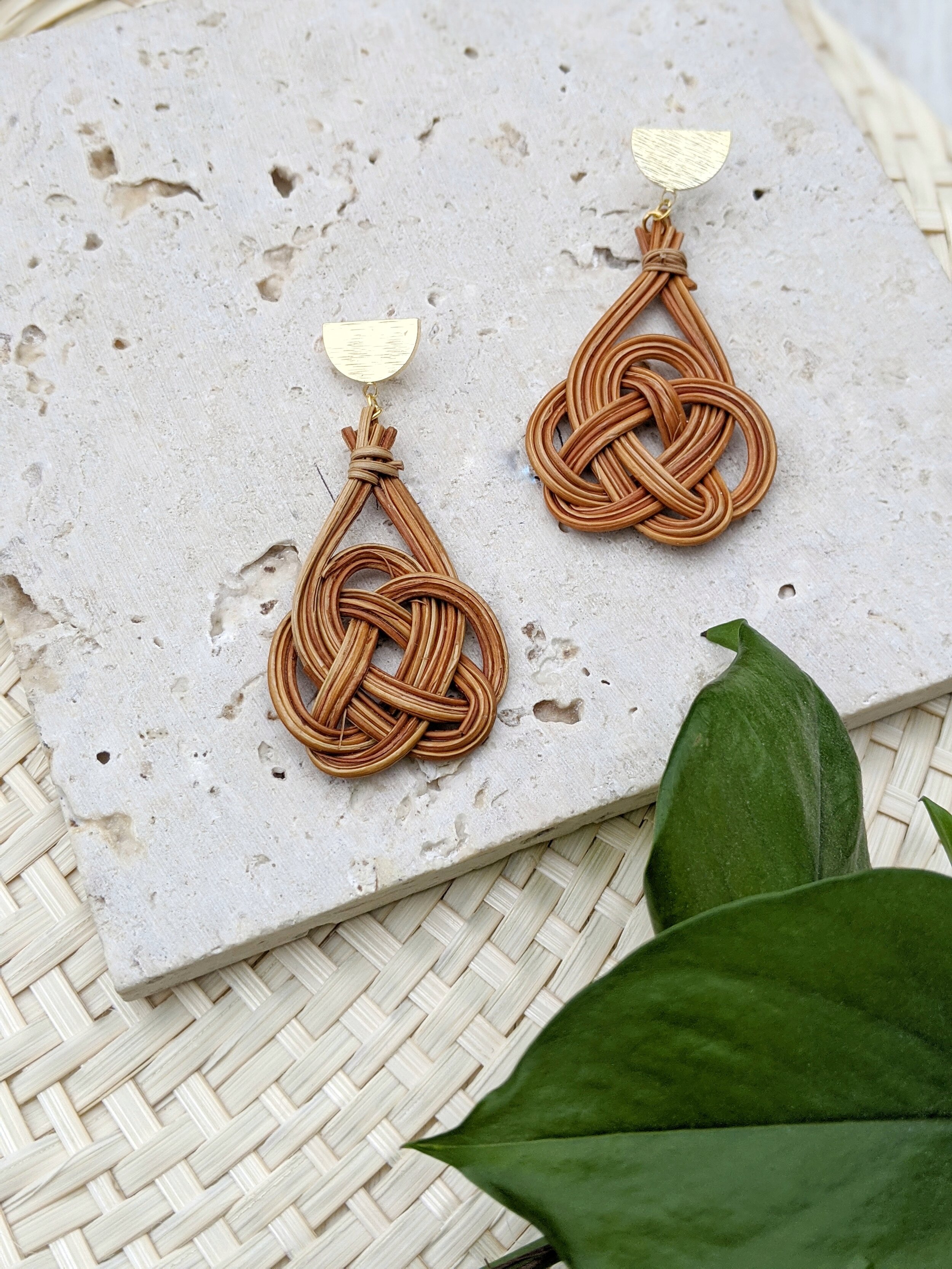 Wicker Earrings Rattan Jewelry Boho Summer Earrings Rattan Earrings Rattan Boho Earrings Summer Statement Earrings Straw Earrings