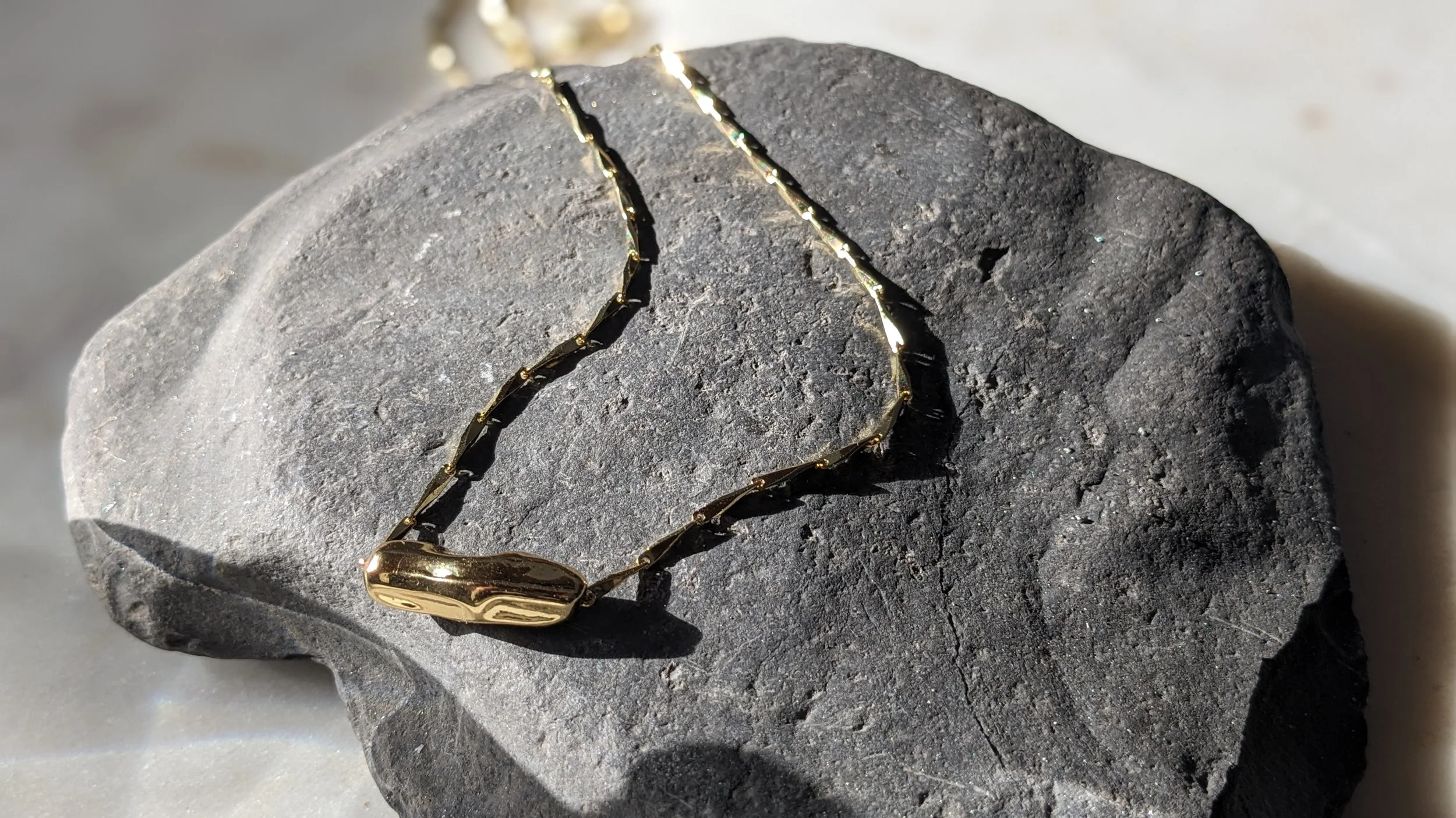 Organic Gold Nugget Necklace | Minimal Handmade Jewelry