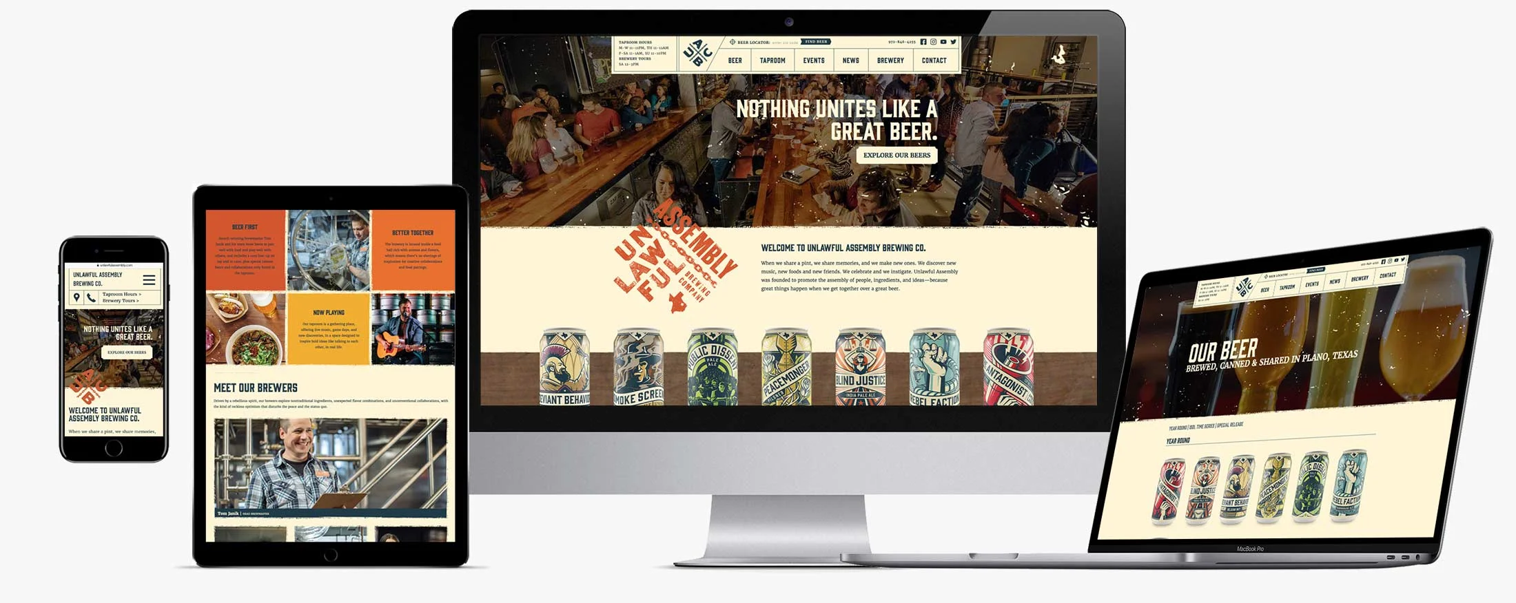 Immersive craft brewery website - fully custom, 100% responsive, developed with a mobile-first perspective on user experience.