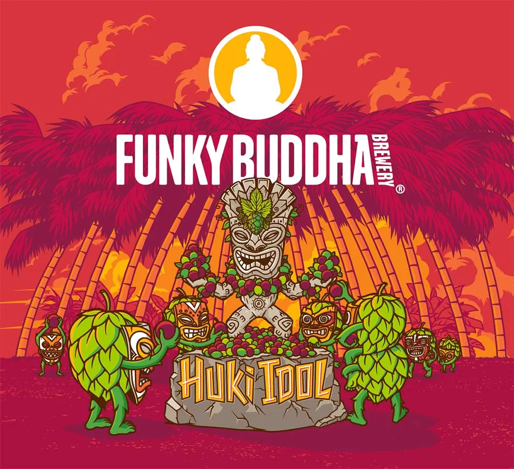 Funky Buddha Brewery Huki Idol Tropical IPA artwork illustration.