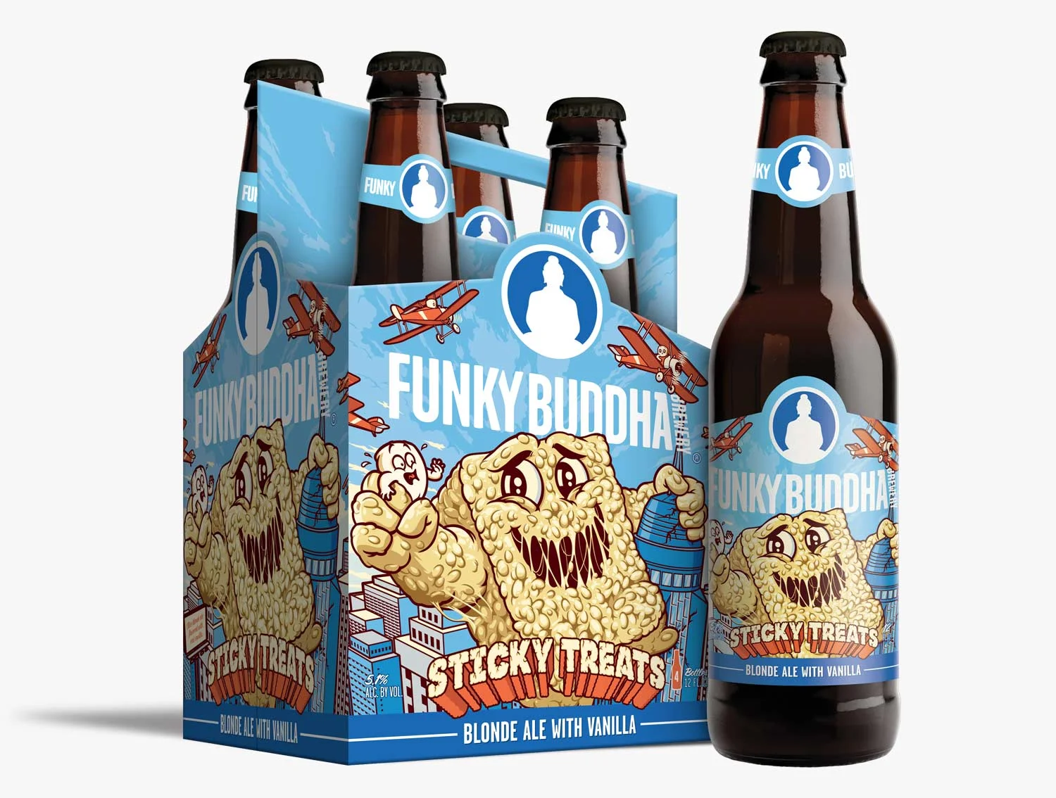 Funky Buddha Brewery Sticky Treats Artwork Illustration and Design