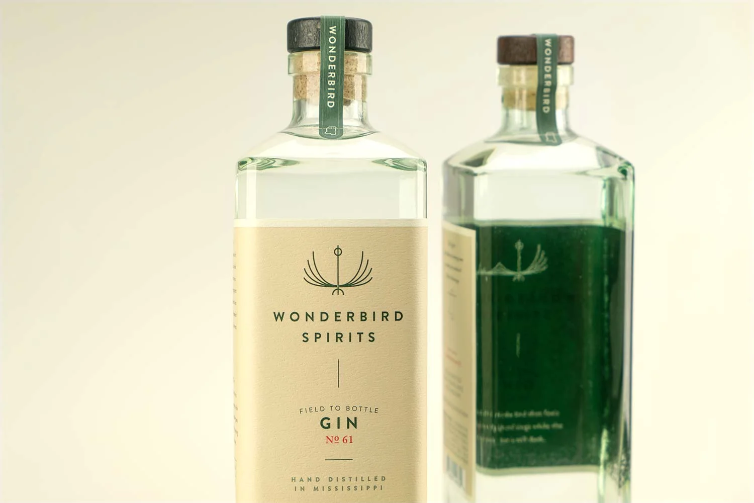 Wonderbird Spirits Reverse Side Label Printing Design - See through bottle to label reverse printing