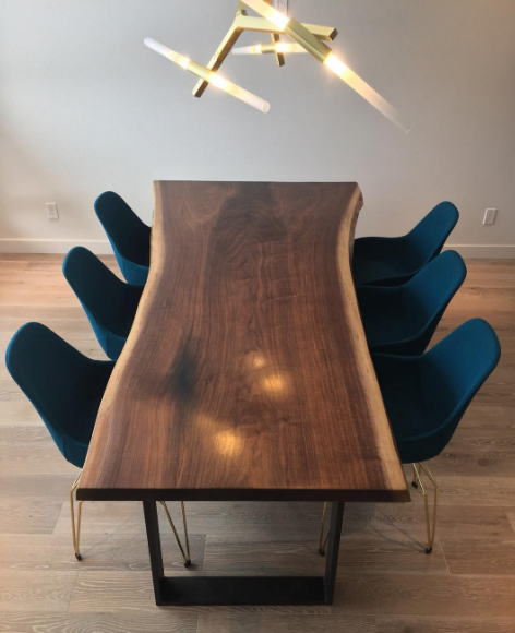 Walnut dining table single slab live edge