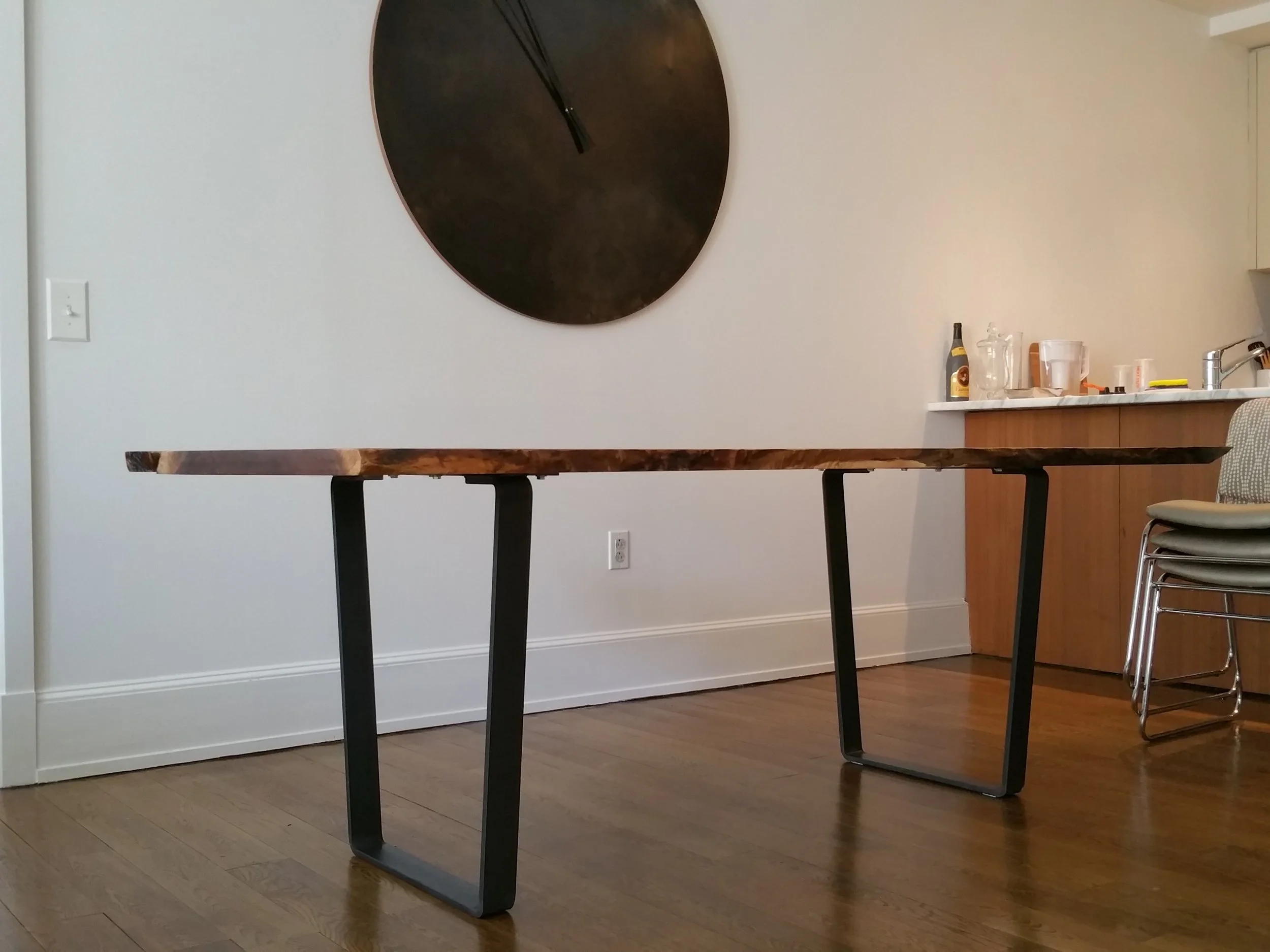 Live edge single solid slab dining table