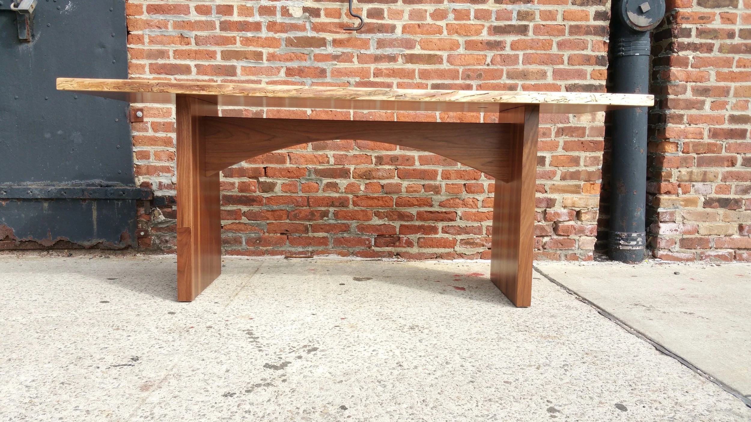 Live edge one solid walnut slab desk