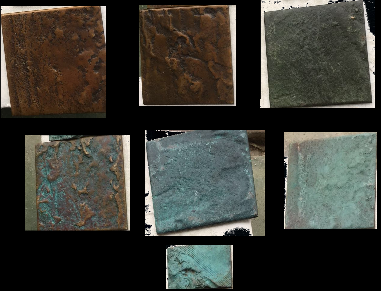Patinas and textures for our cast bronze Shaker legs