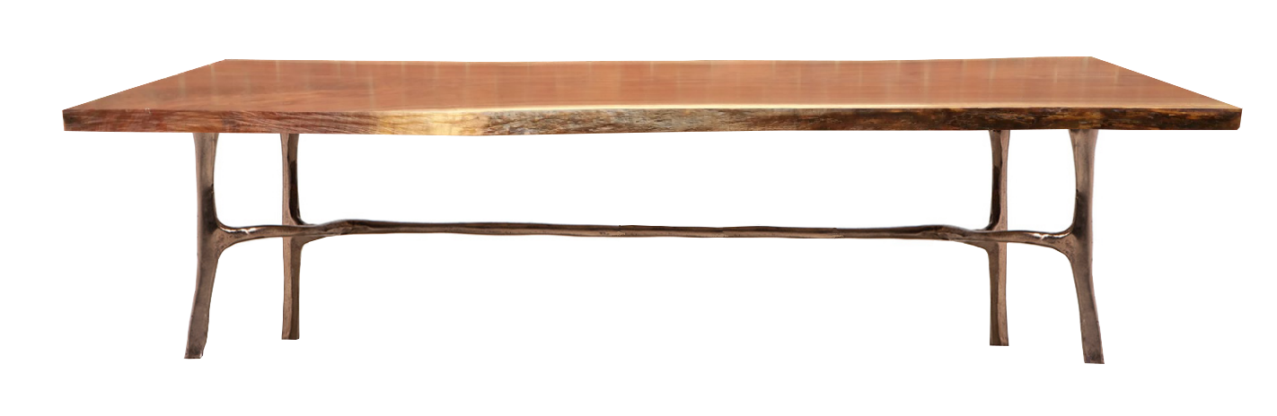 live edge dining table cast bronze wishbone legs