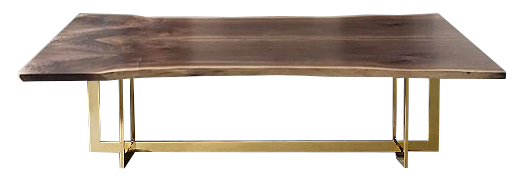 Live edge dining table linear interlocking brass base