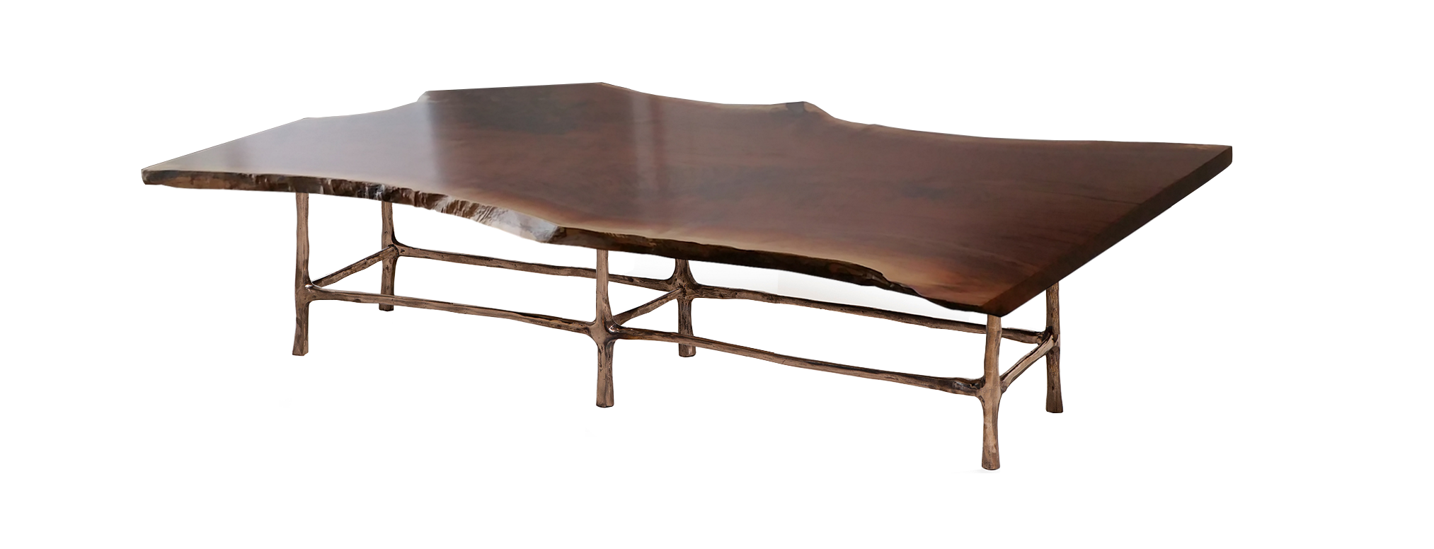cast bronze table base live natural free flowing edge contemporary organic table