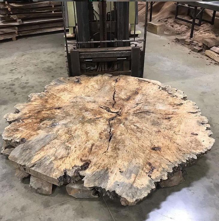 Custom Made Round Live Edge Table Made in USA Fab Made