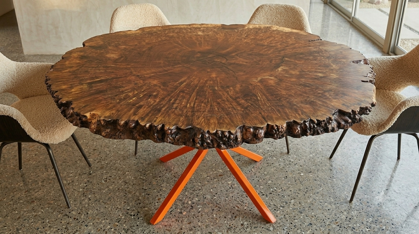 The Claro Walnut Burl Dining Table