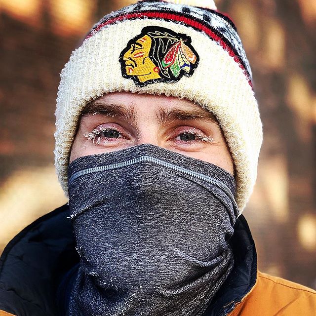 Guess it&rsquo;s a little cold out today.... chilly walk home from @ctfchicago this morning and got some icicle lashes #chiberia #balmy #minusthirty #survivalofthefittest #layers 📸: @masters_say