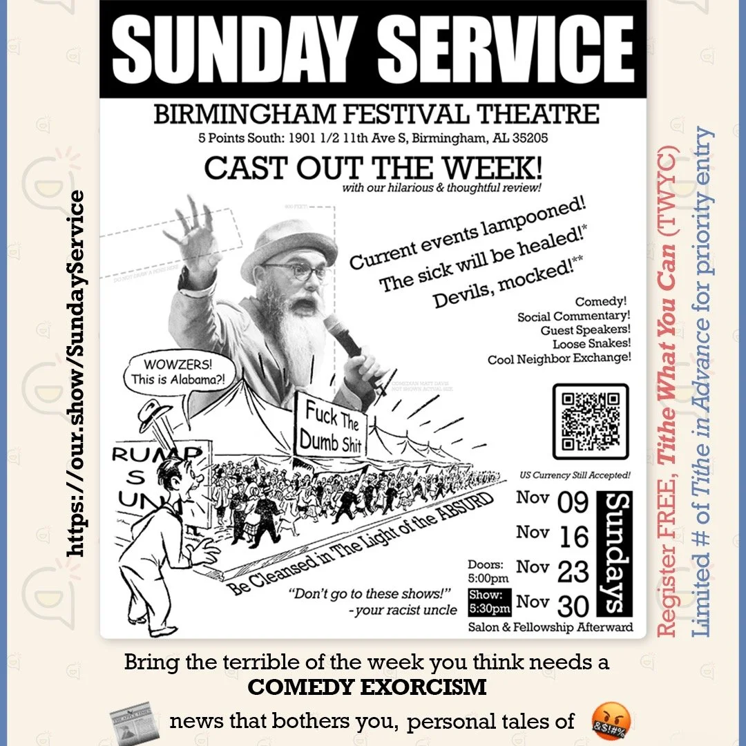 The comedy exorcism returns tomorrow at 5:30pm sharp! Comedians @mattdaviscomedy and @chrisdavisdoesstuff cast out the bad news of the week, and their guests bring the good for the weeks ahead! It's been a treat watching this forum take shape over th